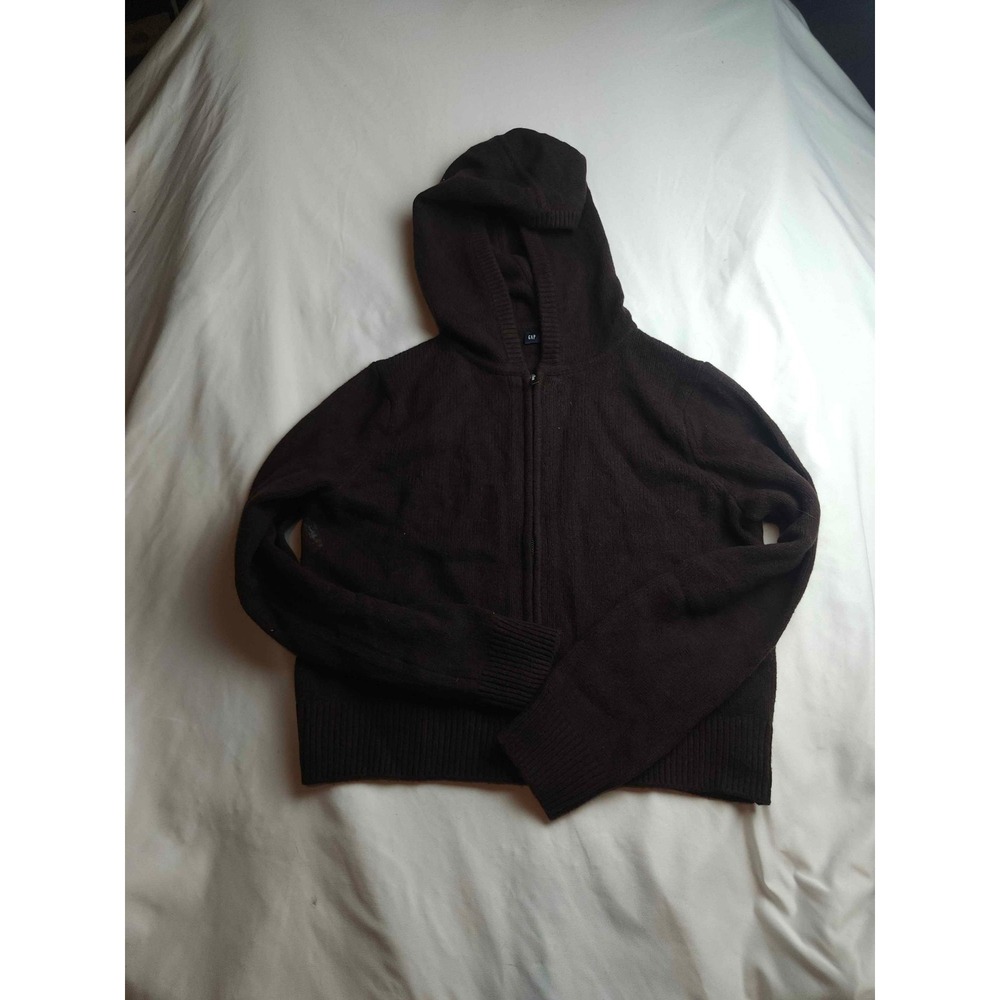 Gap Brown Full Zip Hooded Sweater Knit Hoodie Small Womens
